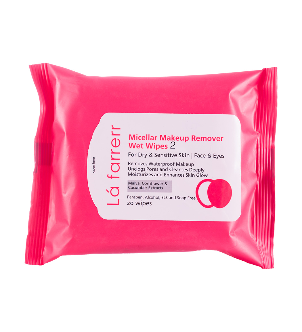 ۲۱دستمال مرطوب پاک کننده آرایش پوست خشک و حساس بسته 20 عددی کد 2